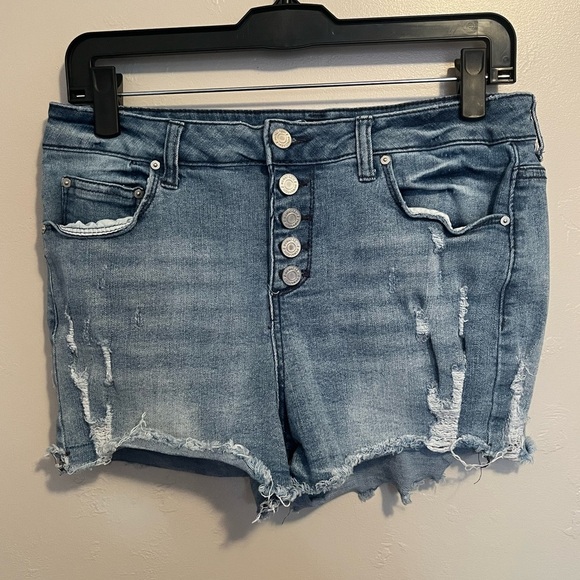Indigo Rein Blue Distressed Jean Shorts - Picture 2 of 11